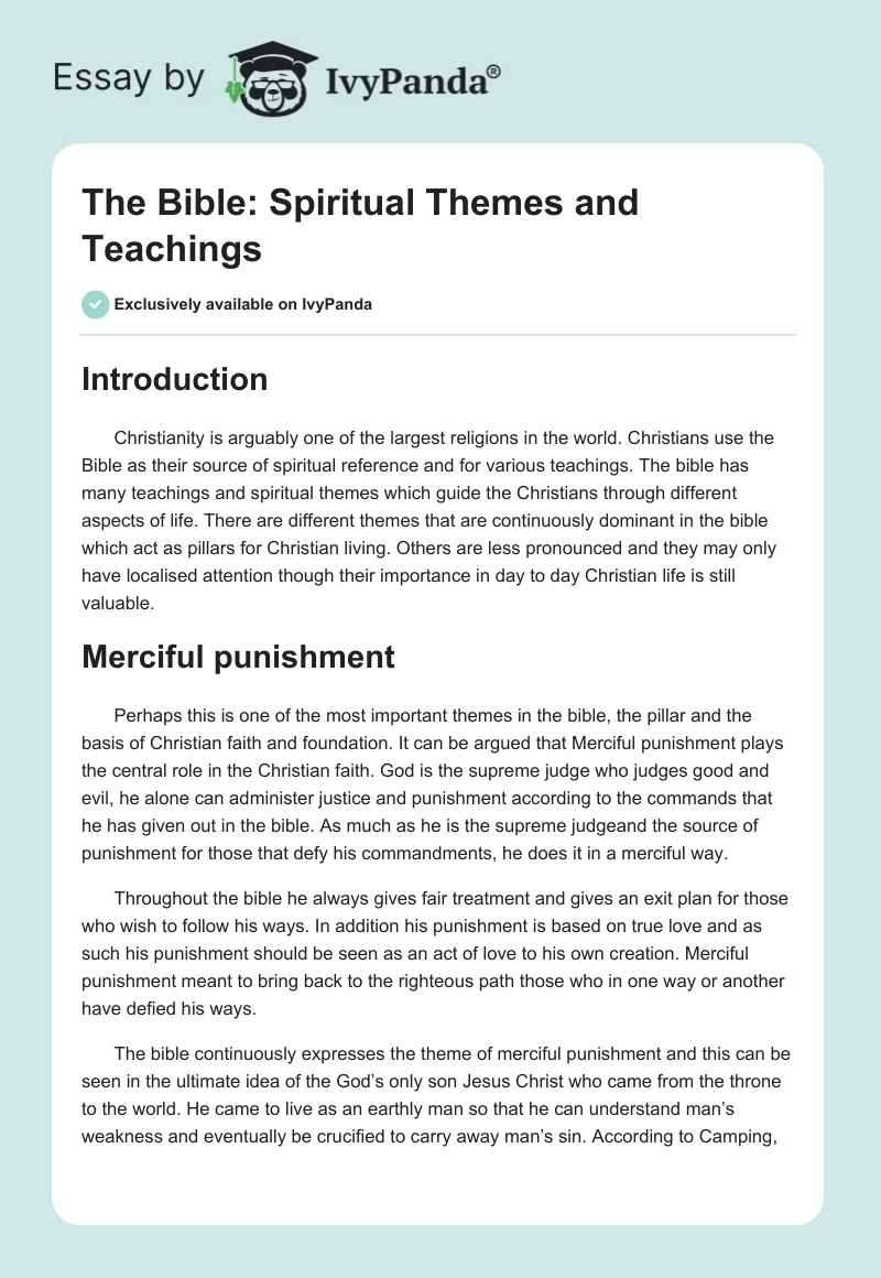 The Bible: Spiritual Themes and Teachings. Page 1
