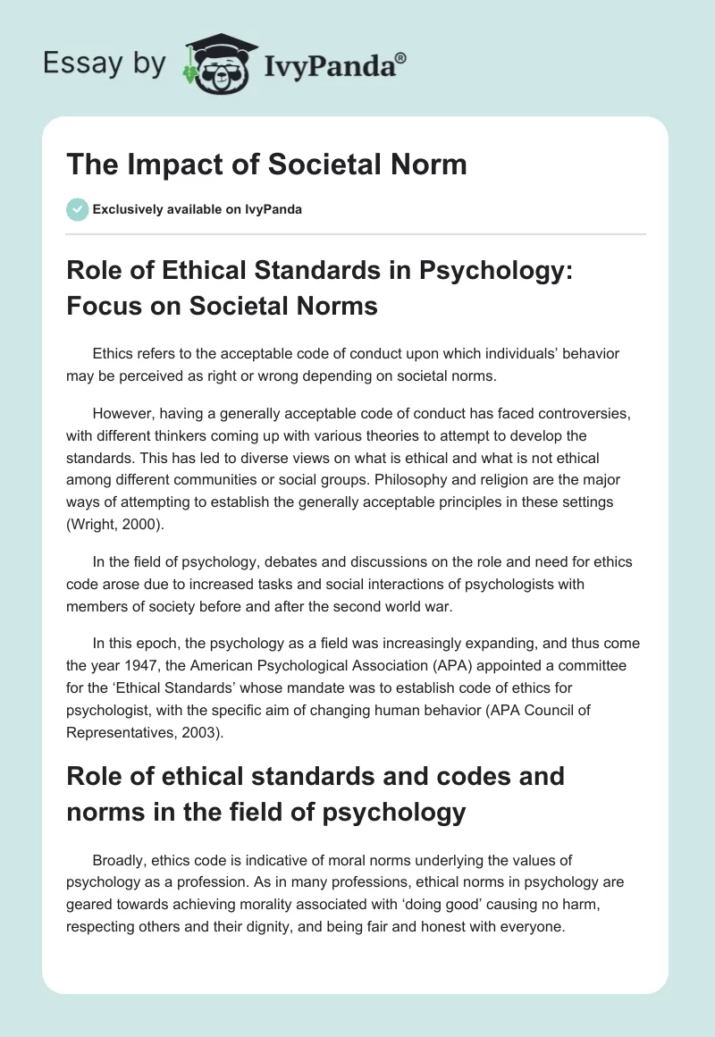 The Impact of Societal Norm. Page 1