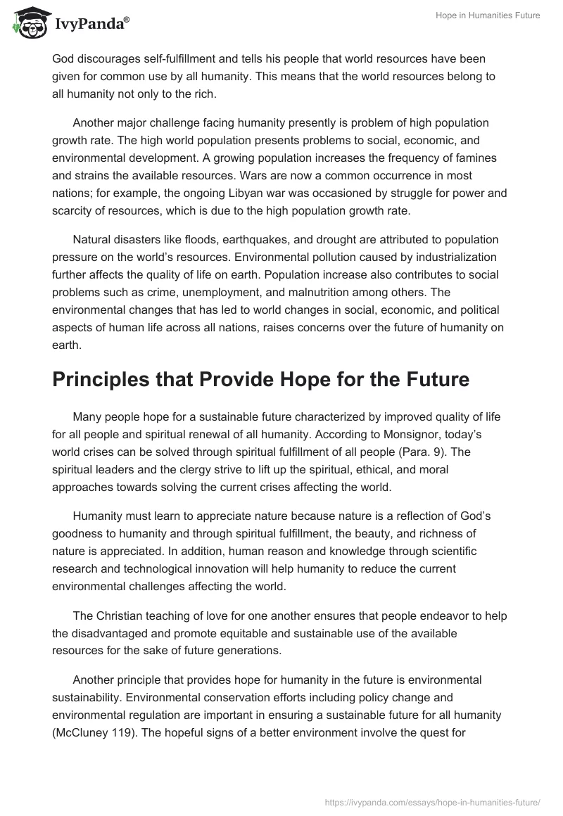 Hope in Humanities Future. Page 2