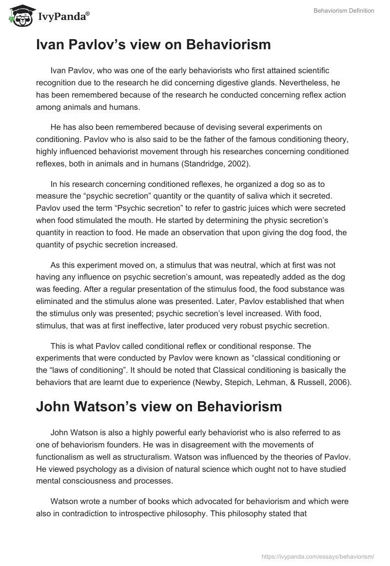 Behaviorism Definition. Page 3