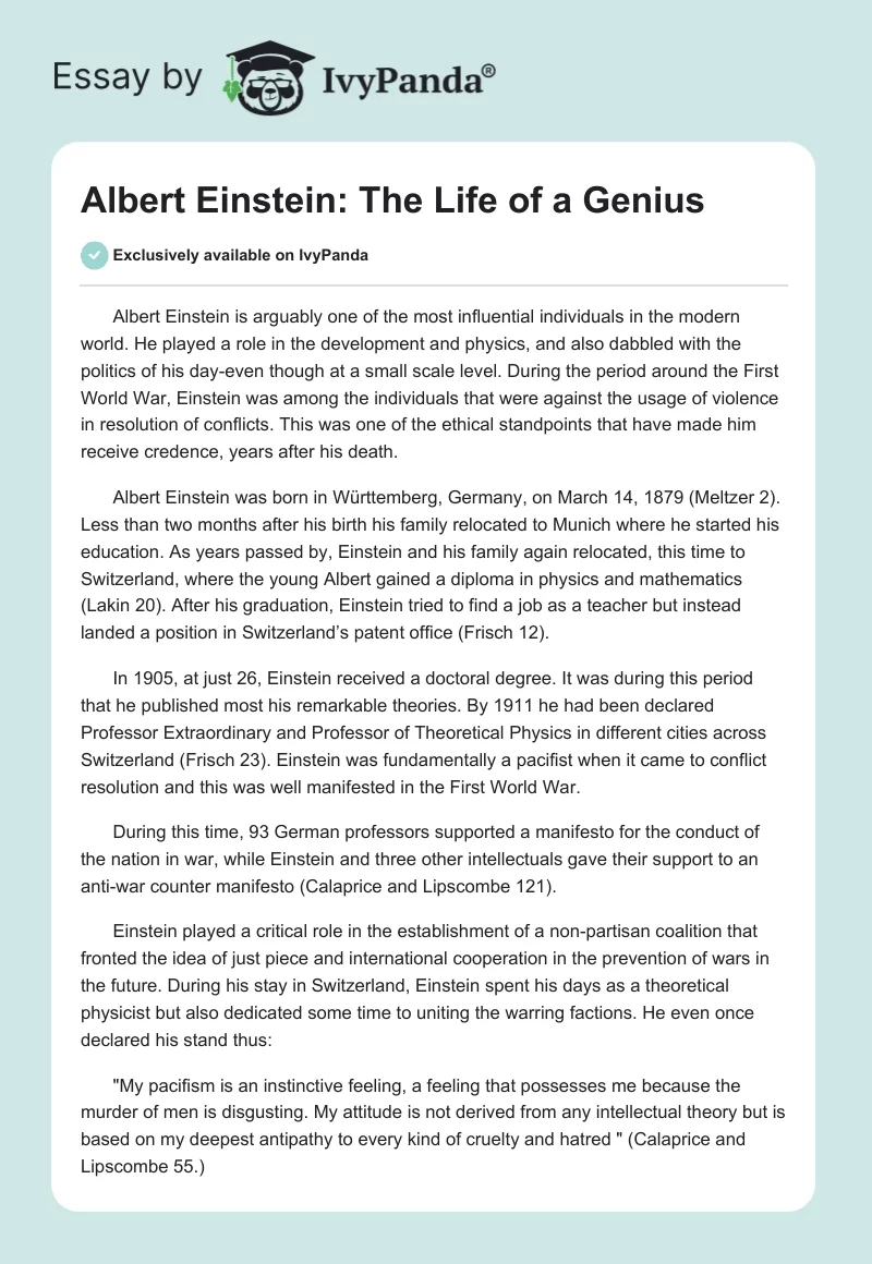Albert Einstein: The Life of a Genius. Page 1
