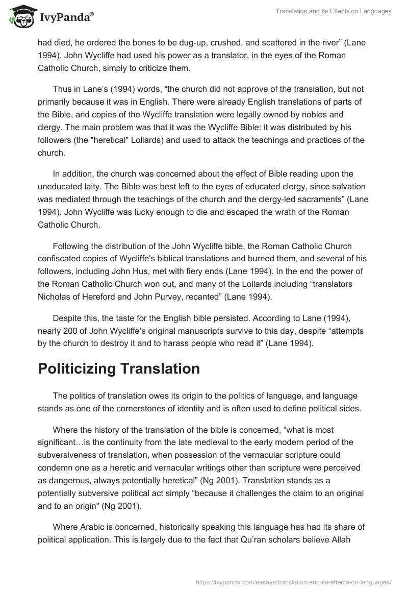 Translation and Its Effects on Languages. Page 4
