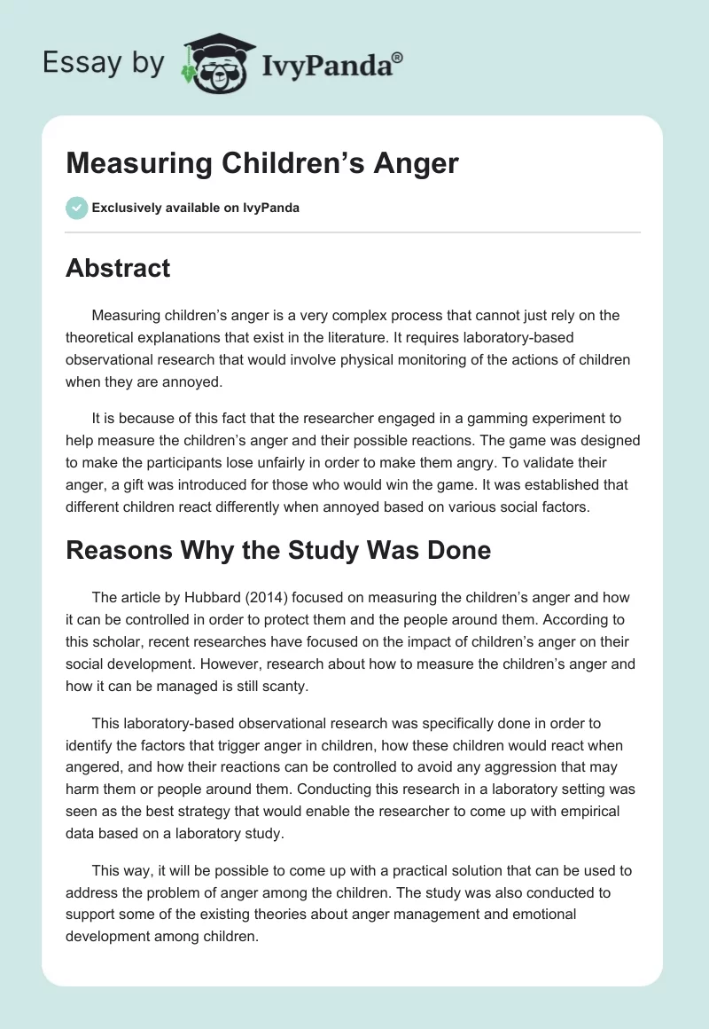 Measuring Children’s Anger. Page 1
