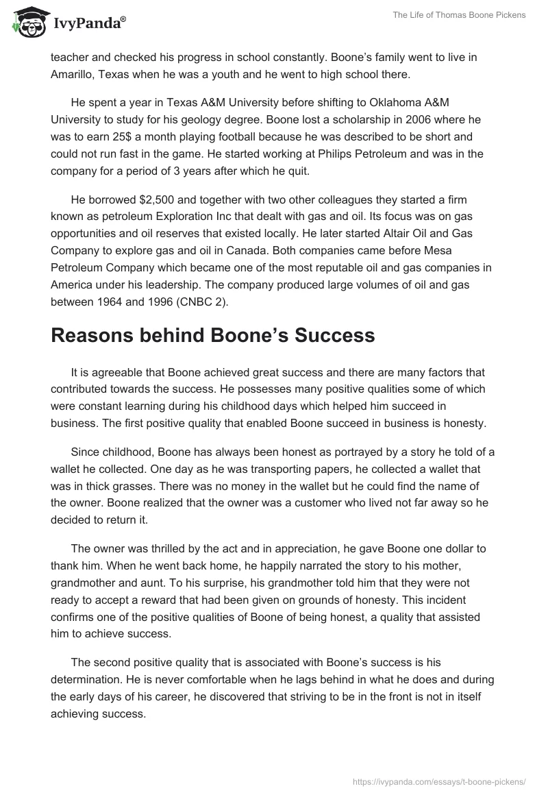 The Life of Thomas Boone Pickens. Page 2