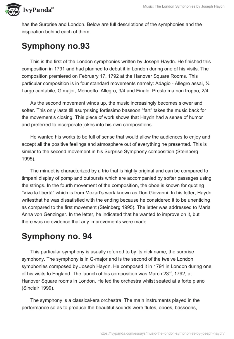 Music: The London Symphonies by Joseph Haydn. Page 3