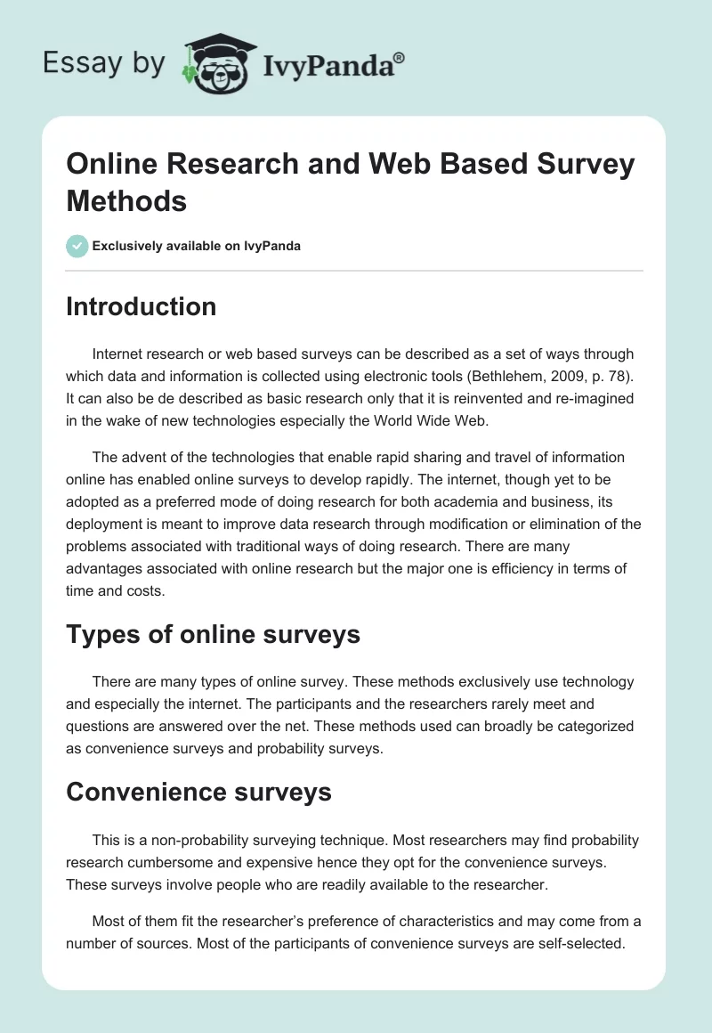 Online Research and Web Based Survey Methods. Page 1