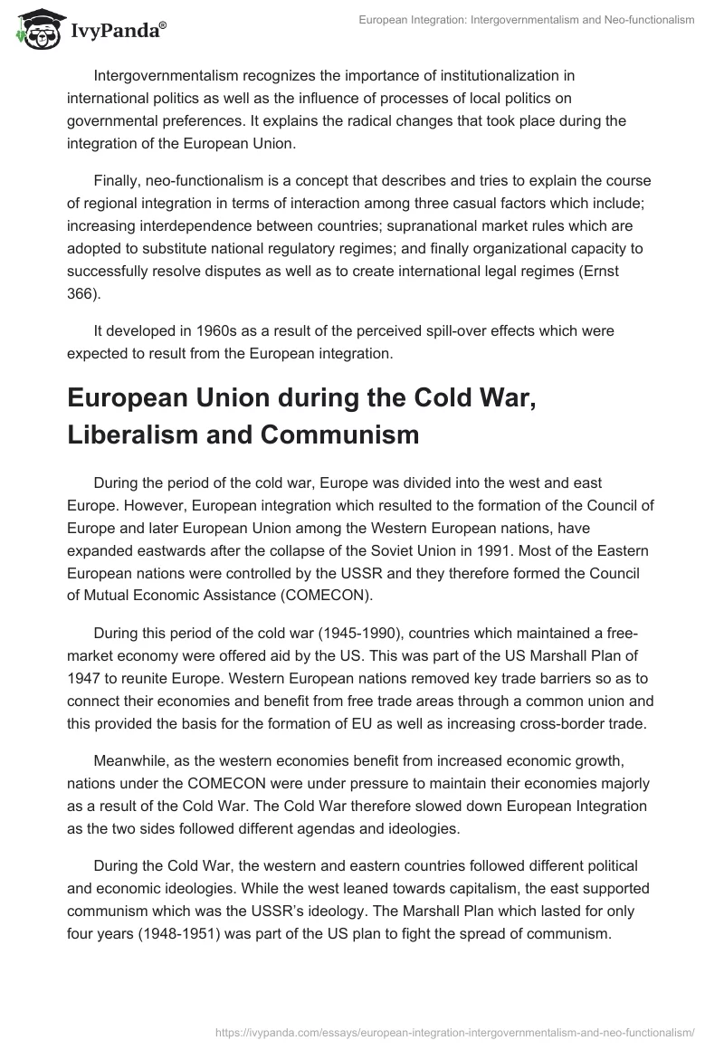 European Integration: Intergovernmentalism and Neo-functionalism. Page 2