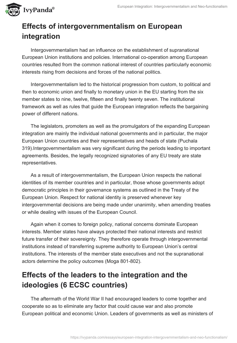 European Integration: Intergovernmentalism and Neo-functionalism. Page 5