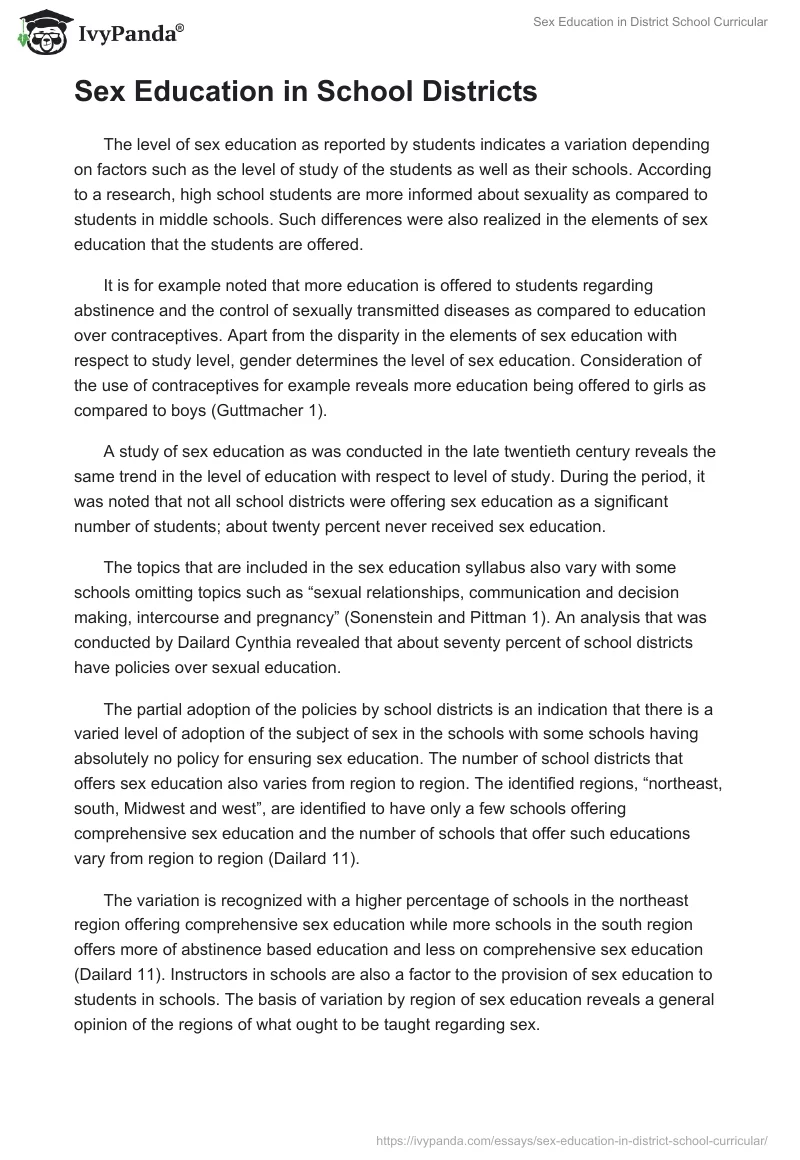 Sex Education in District School Curricular. Page 2