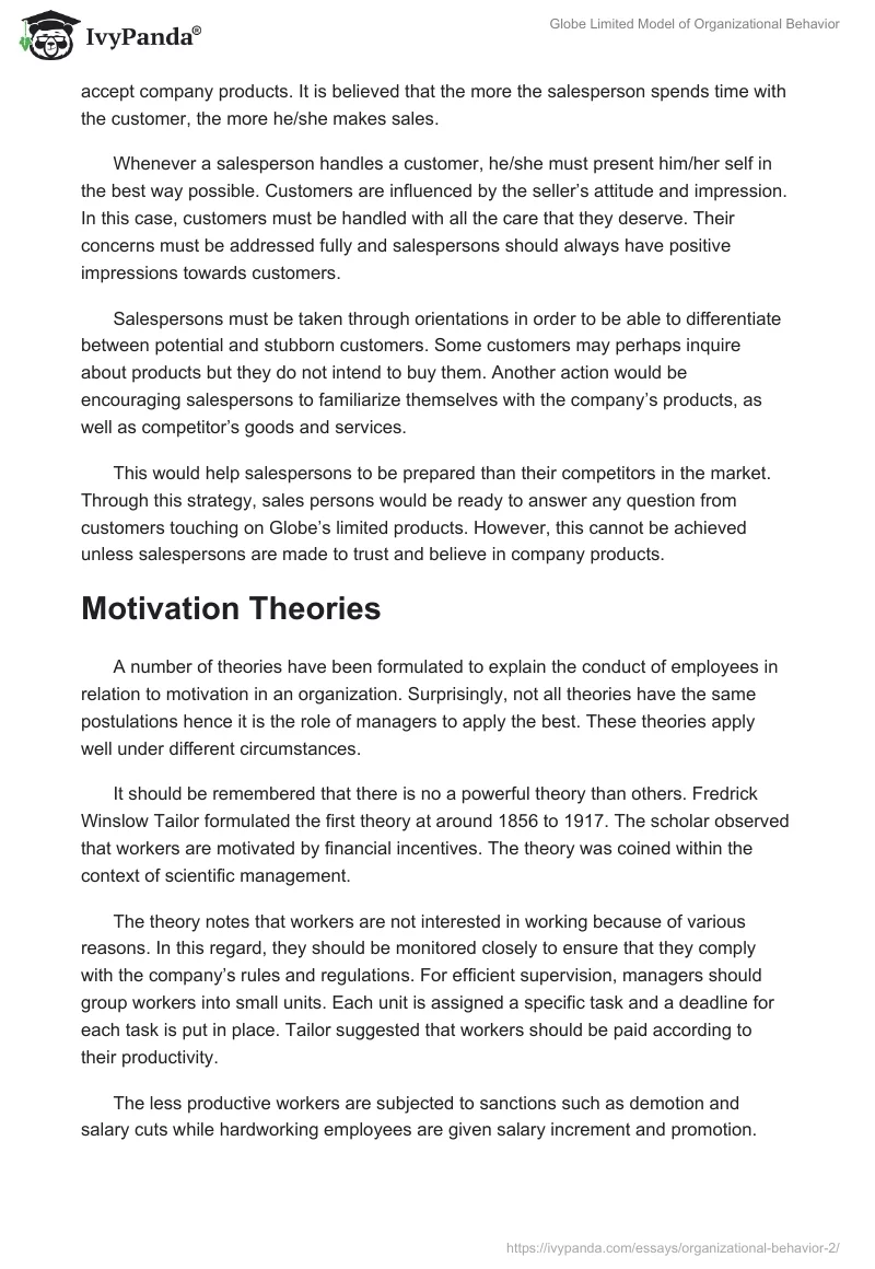 Globe Limited Model of Organizational Behavior. Page 4
