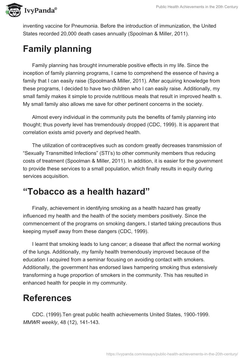 Public Health Achievements in the 20th Century. Page 2