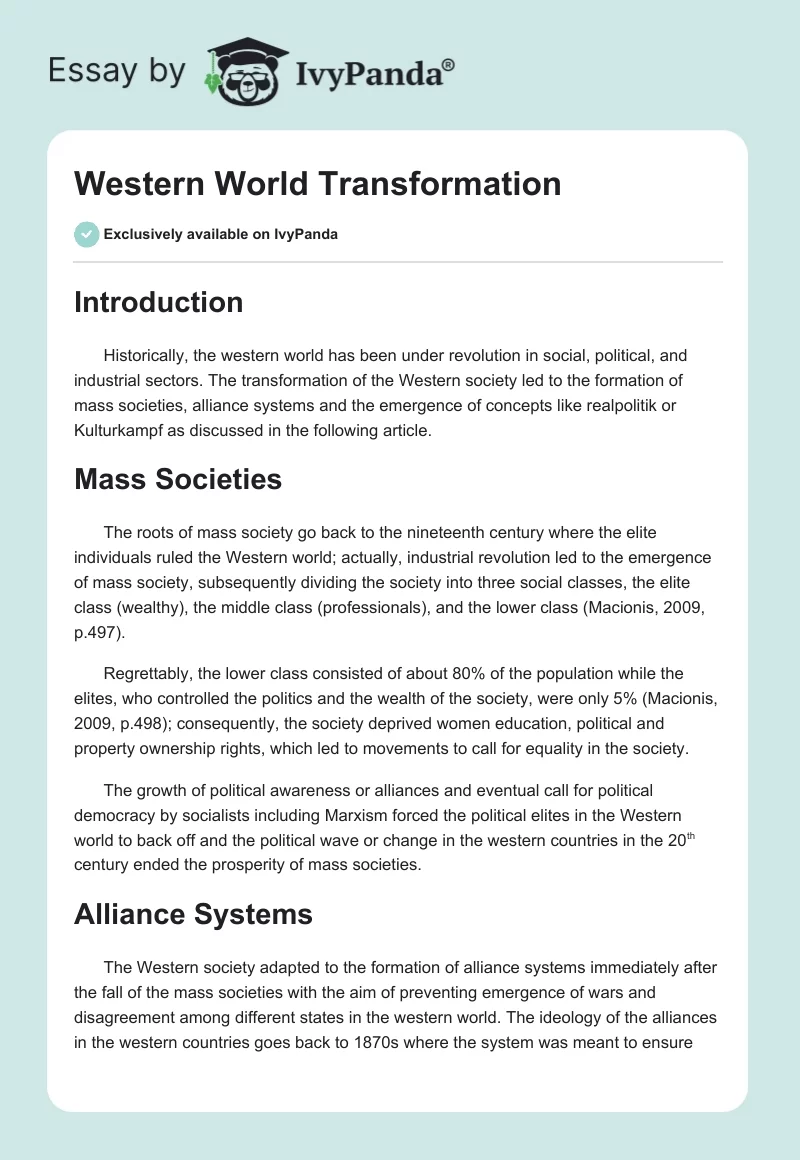 Western World Transformation. Page 1