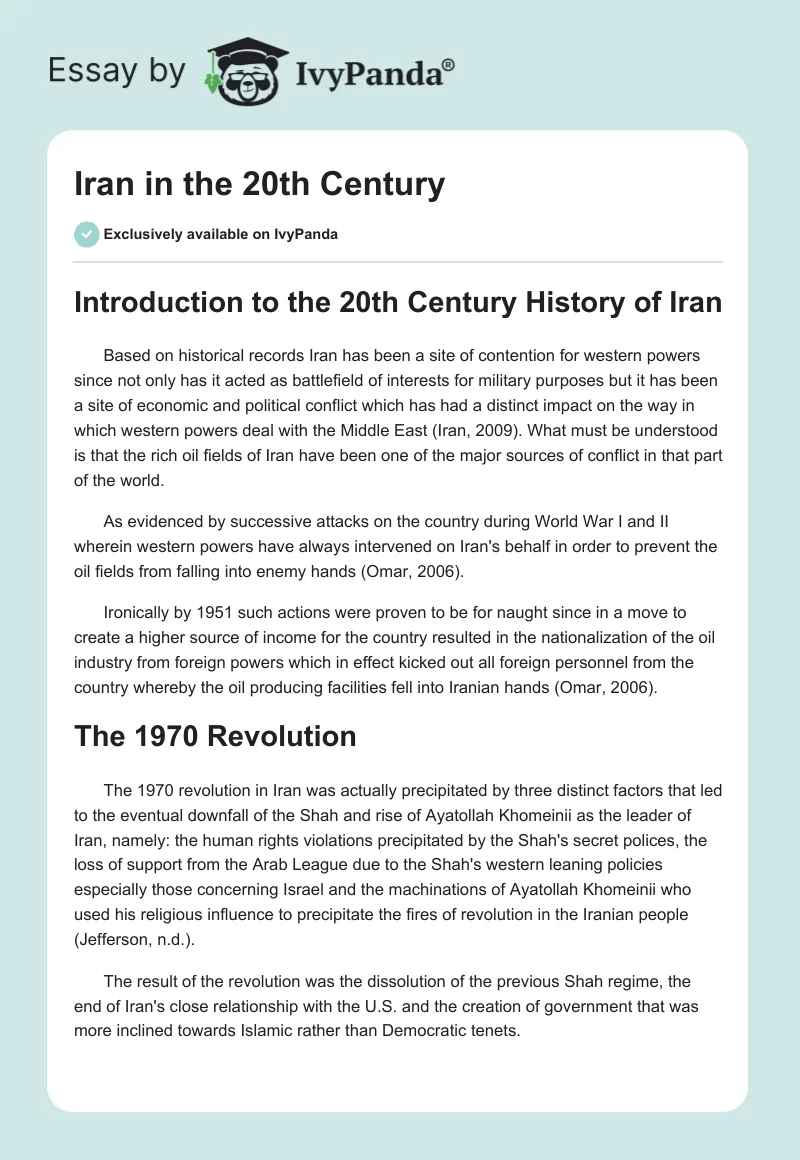 Iran in the 20th Century. Page 1
