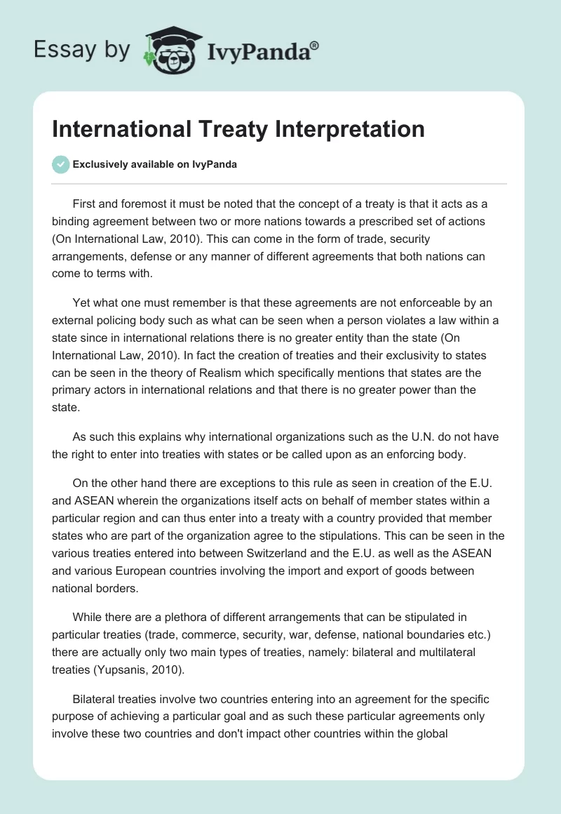 International Treaty Interpretation. Page 1
