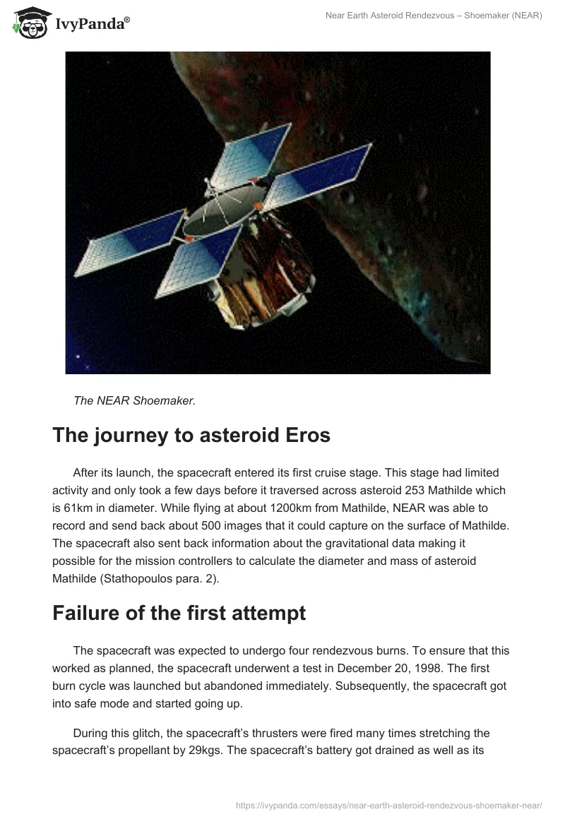 Near Earth Asteroid Rendezvous – Shoemaker (NEAR). Page 2