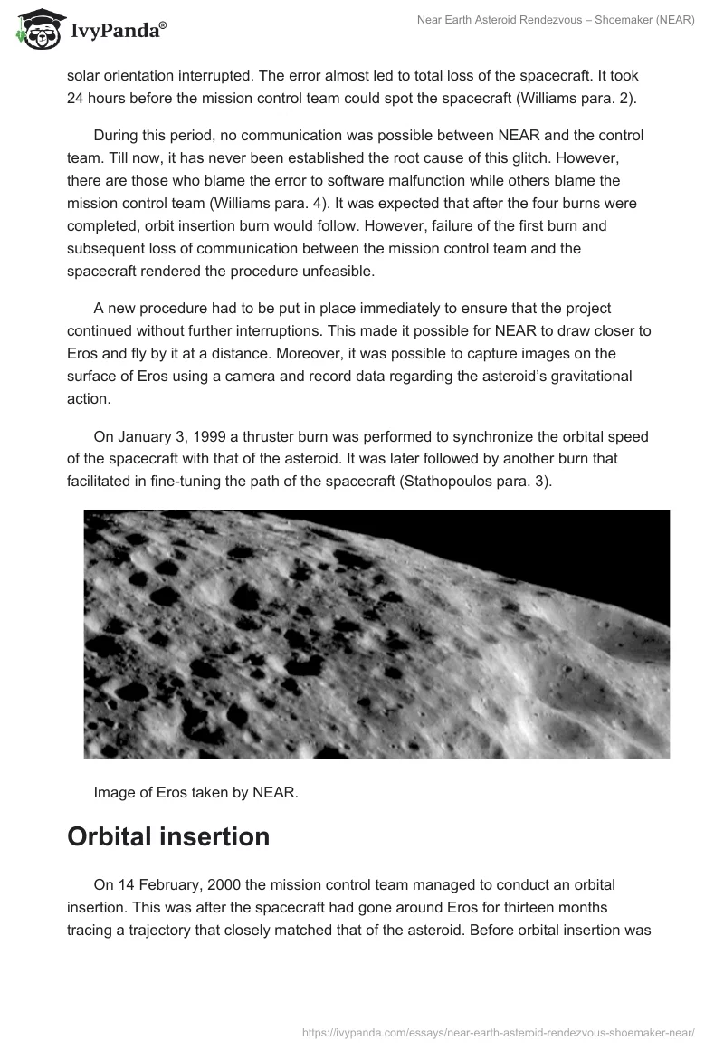 Near Earth Asteroid Rendezvous – Shoemaker (NEAR). Page 3