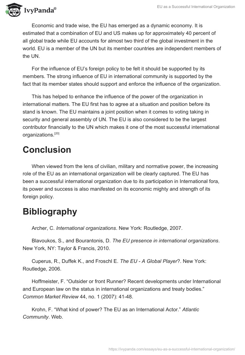 EU as a Successful International Organization. Page 5