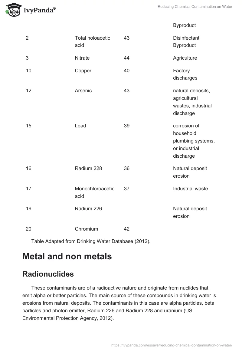 Reducing Chemical Contamination on Water. Page 3