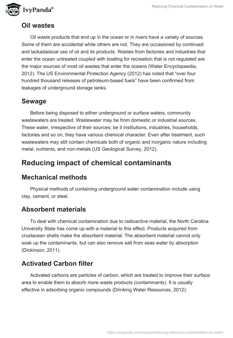 Reducing Chemical Contamination on Water. Page 5