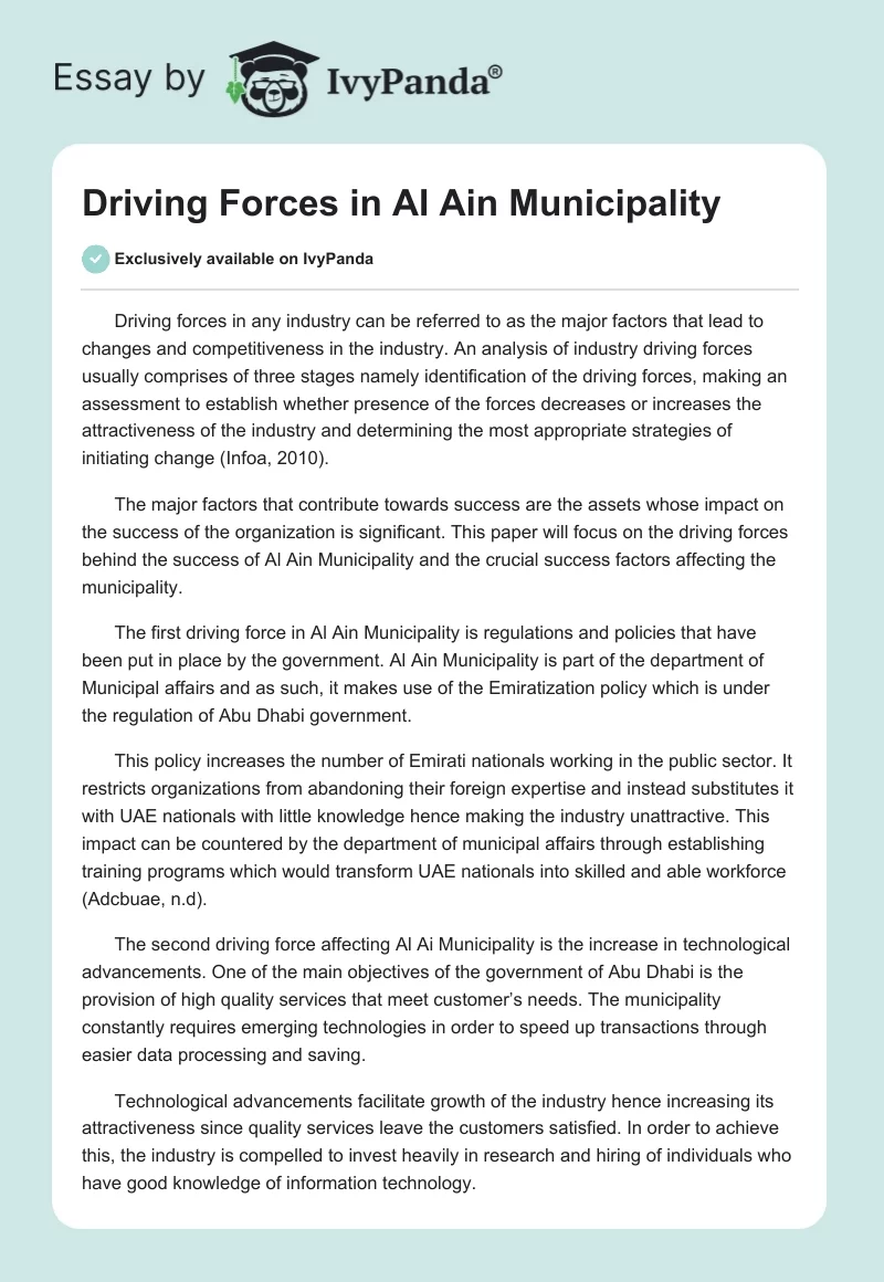 Driving Forces in AI Ain Municipality. Page 1
