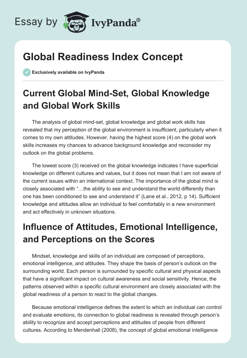 Global Readiness Index Concept. Page 1