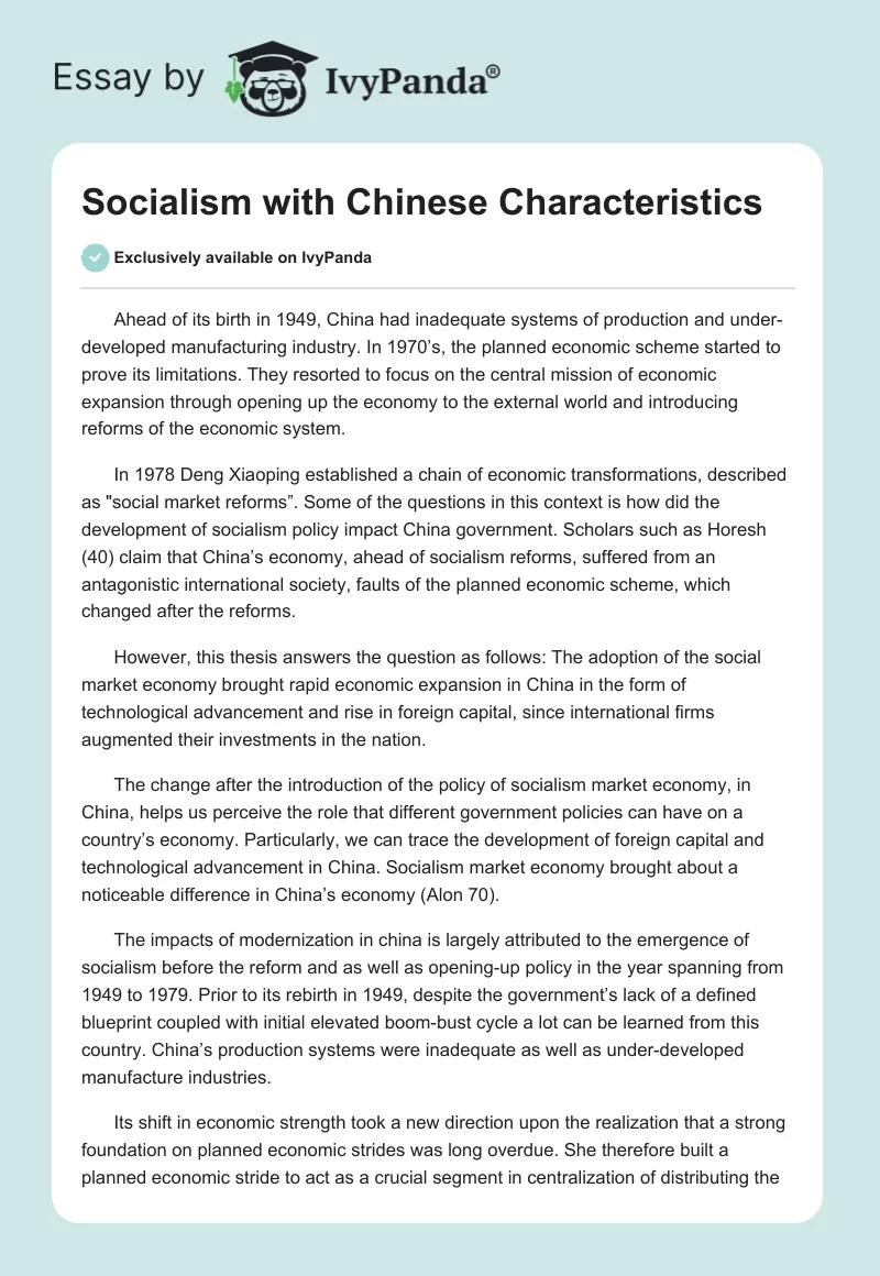 Socialism with Chinese Characteristics. Page 1