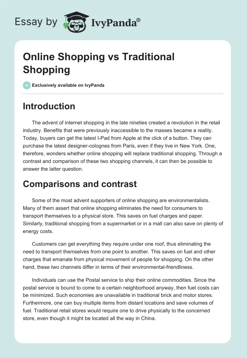 online shopping or traditional shopping essay