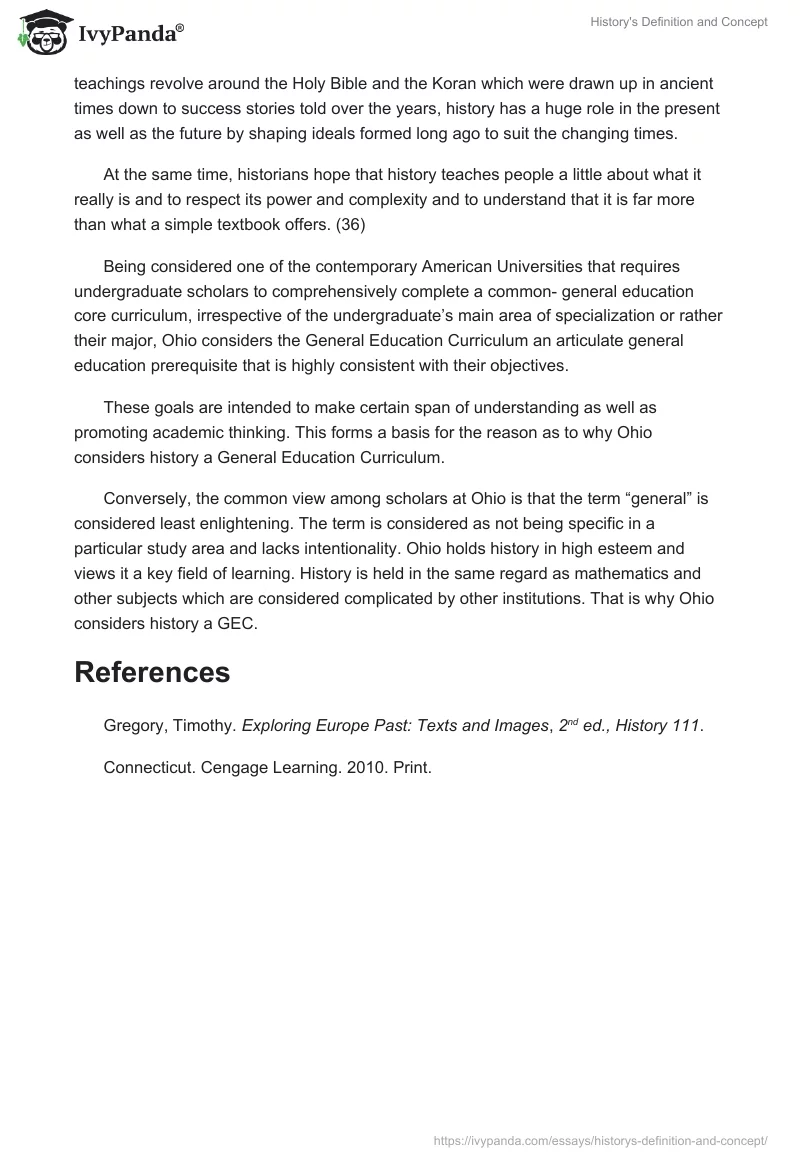 History's Definition and Concept. Page 2