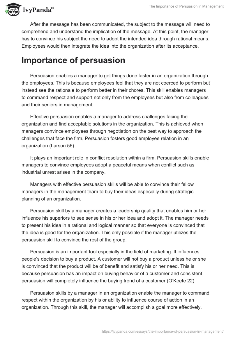 The Importance of Persuasion in Management. Page 2