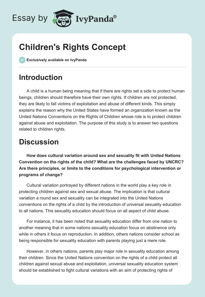 Children's Rights Concept. Page 1