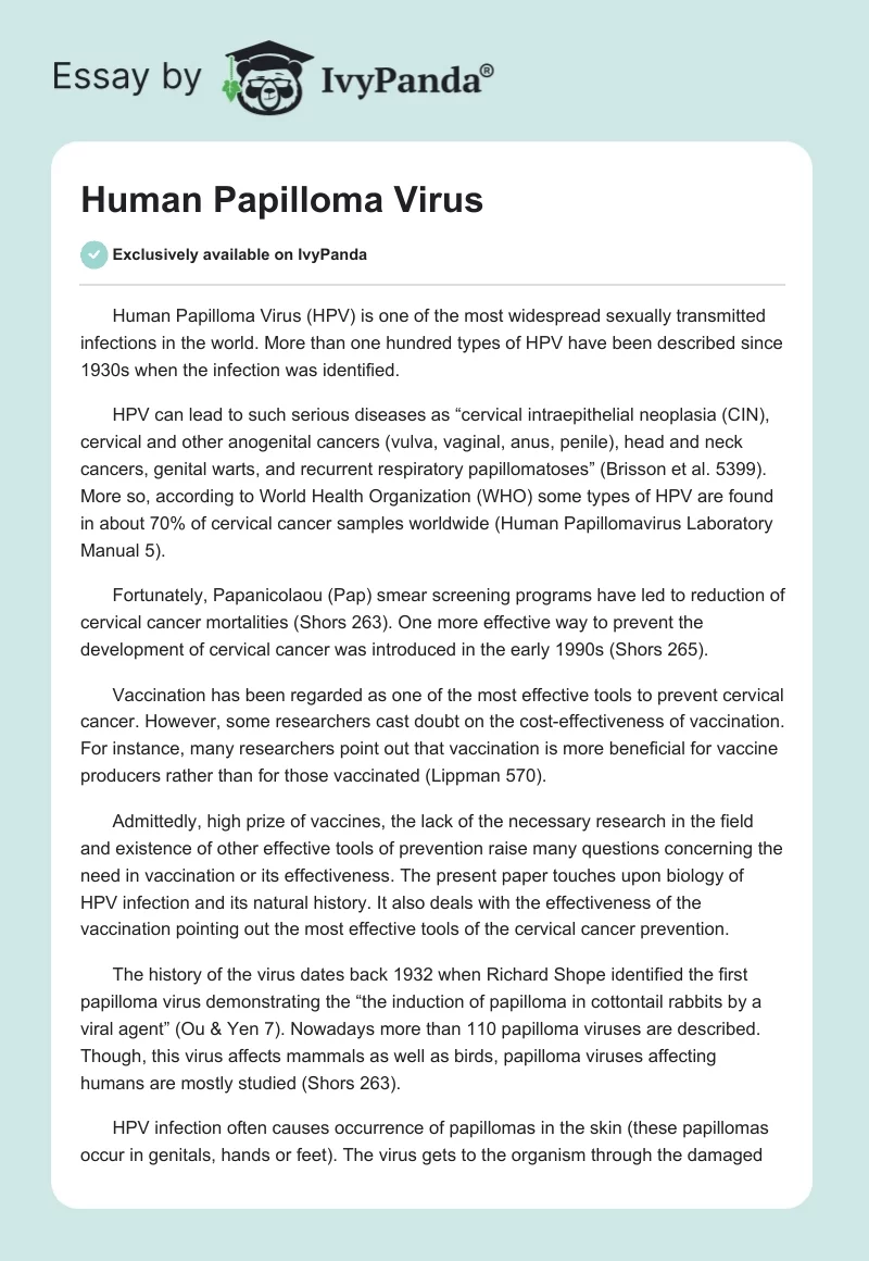 Human Papilloma Virus. Page 1