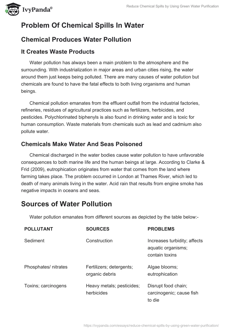 Reduce Chemical Spills by Using Green Water Purification. Page 2