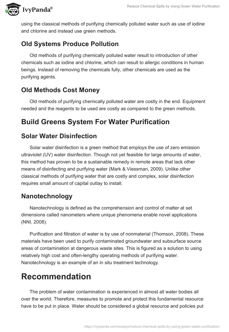 Reduce Chemical Spills by Using Green Water Purification. Page 5