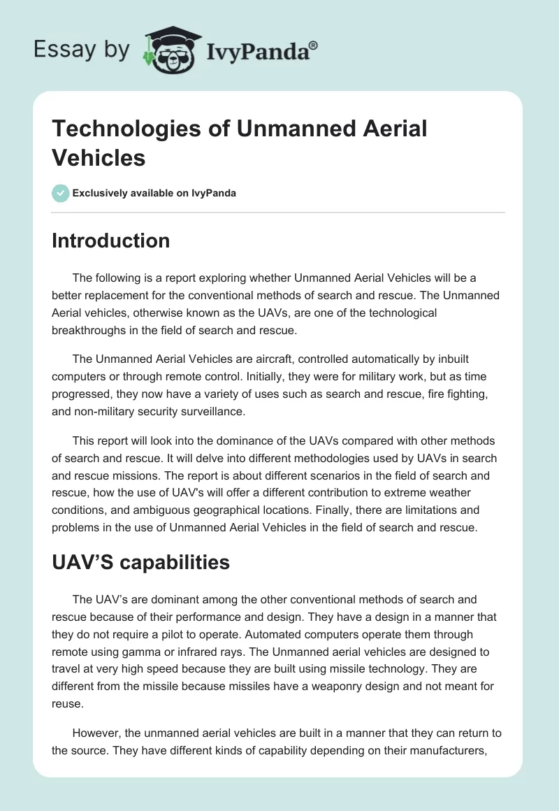 Technologies of Unmanned Aerial Vehicles. Page 1