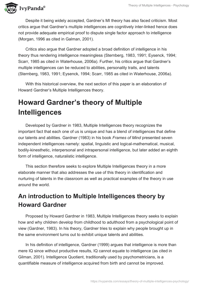 Theory of Multiple Intelligences - Psychology. Page 4