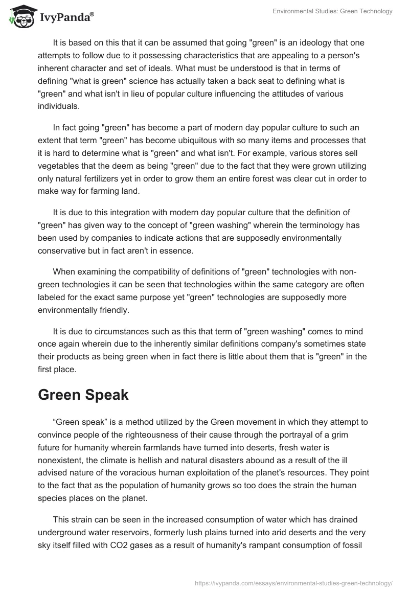 Environmental Studies: Green Technology. Page 3