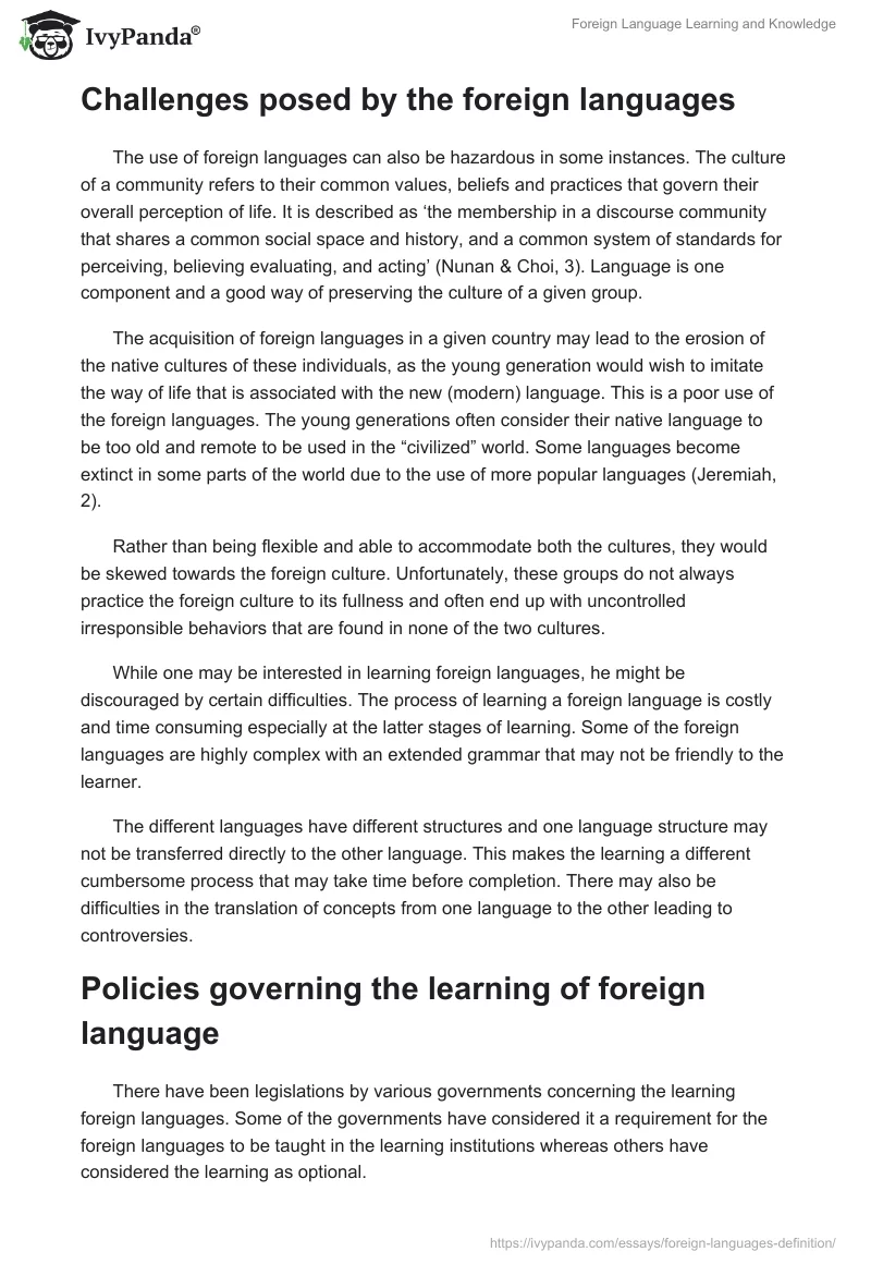 Foreign Language Learning and Knowledge. Page 5