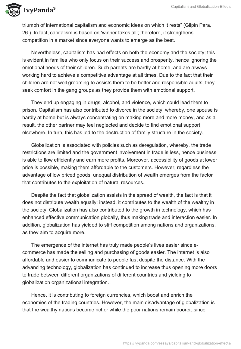 Capitalism and Globalization Effects. Page 4