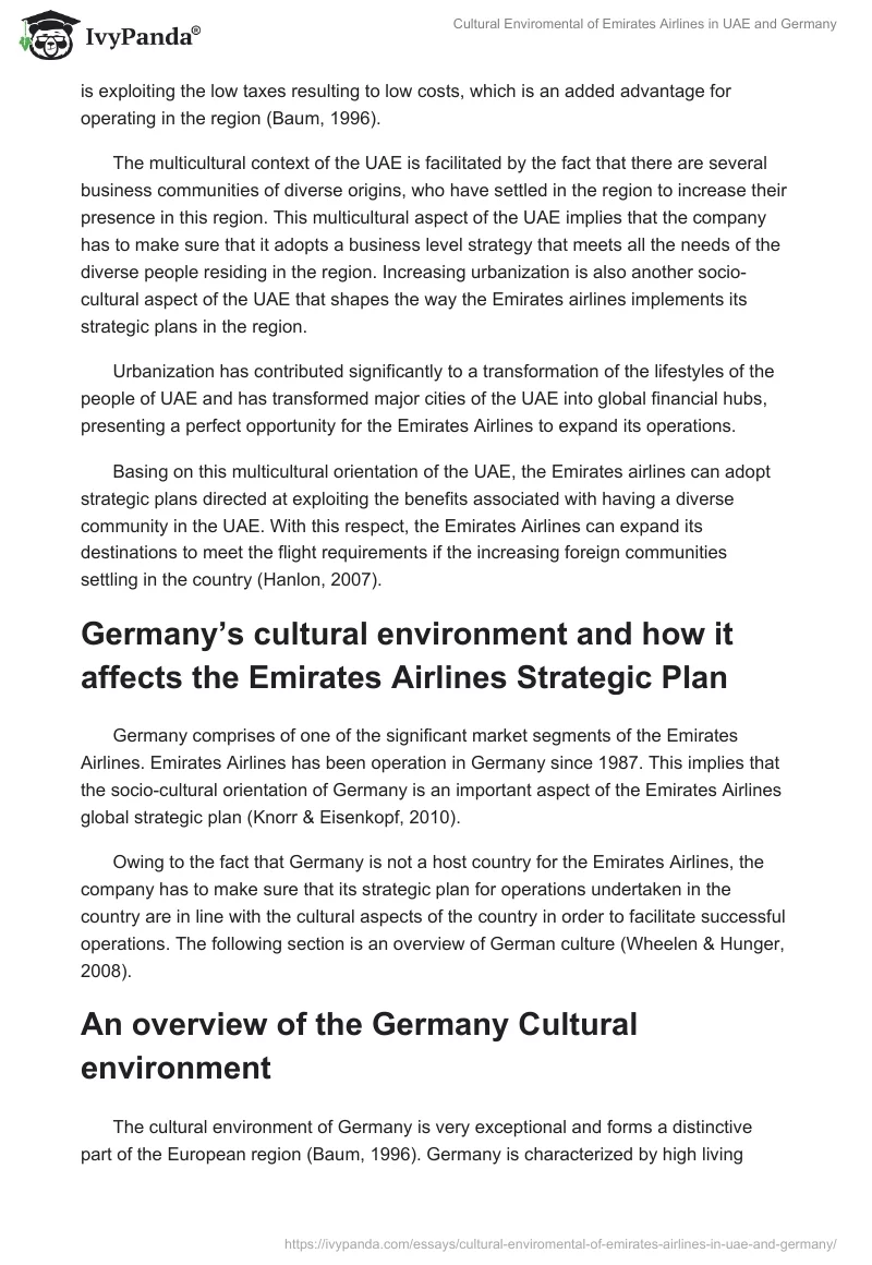 Cultural Enviromental of Emirates Airlines in UAE and Germany. Page 3