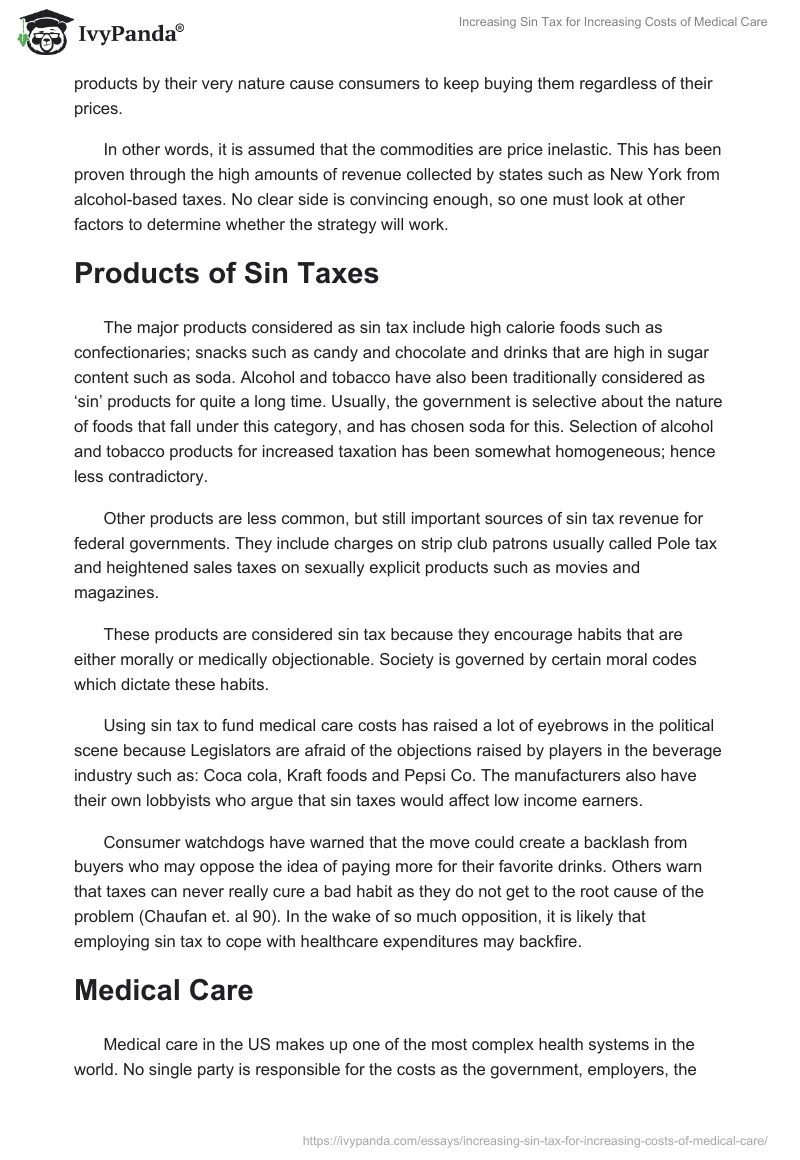 Increasing Sin Tax for Increasing Costs of Medical Care. Page 3