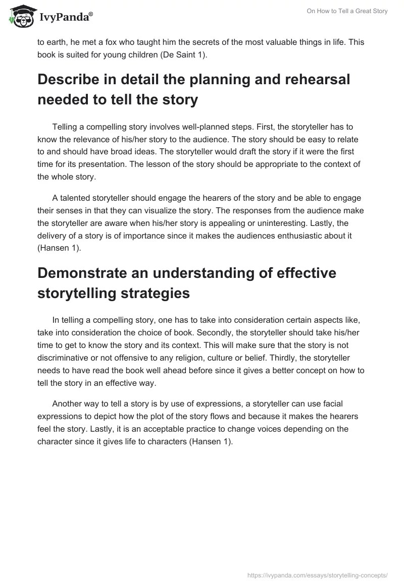 On How to Tell a Great Story. Page 2
