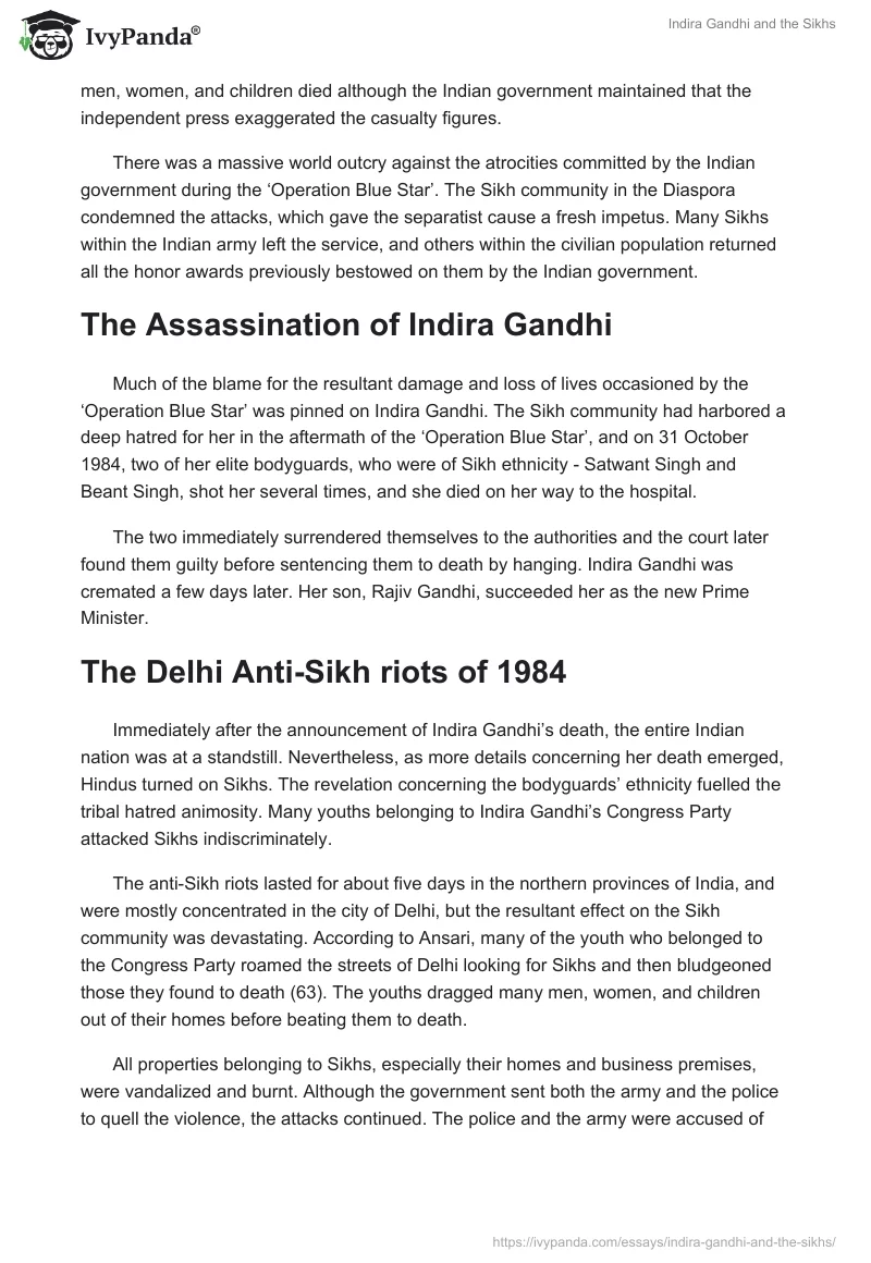 Indira Gandhi and the Sikhs. Page 4