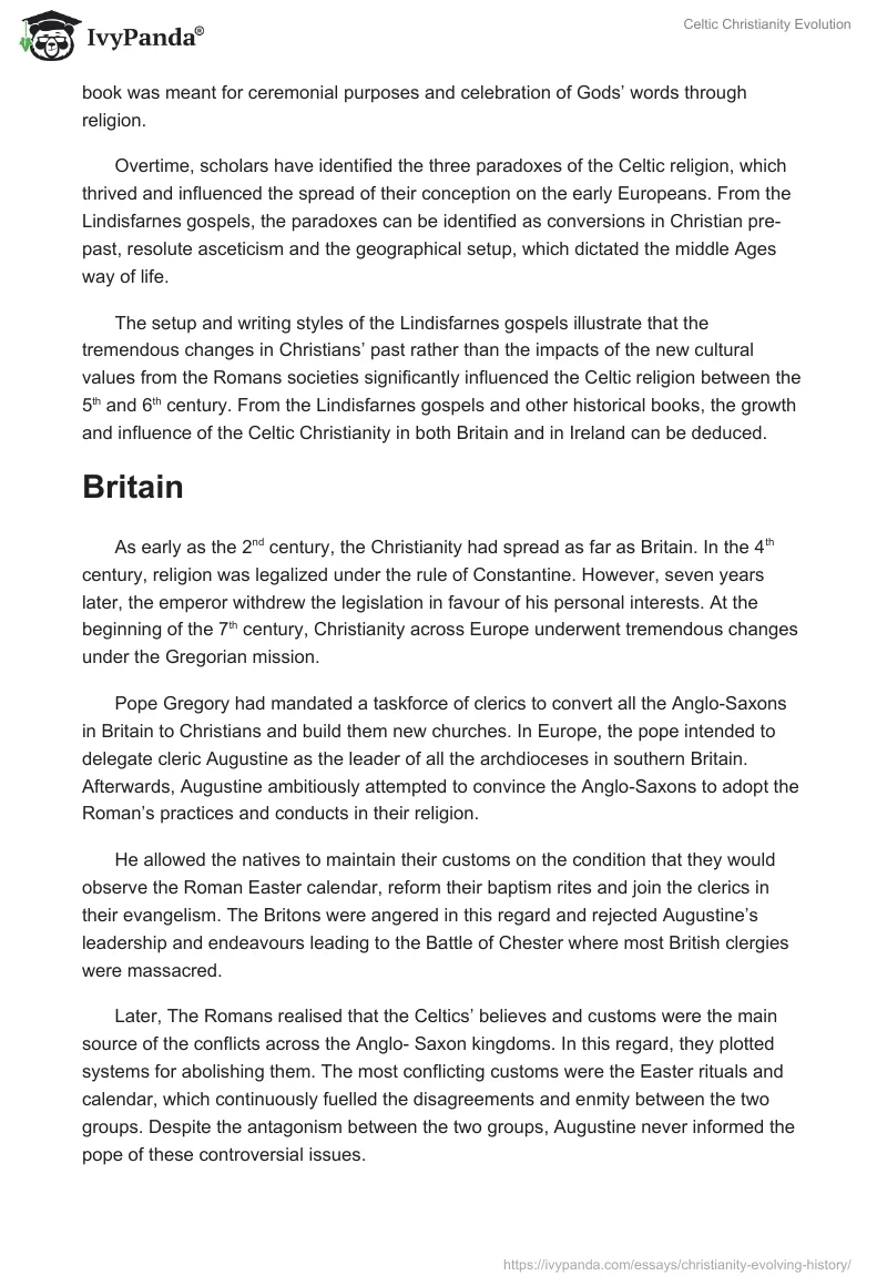 Celtic Christianity Evolution. Page 2