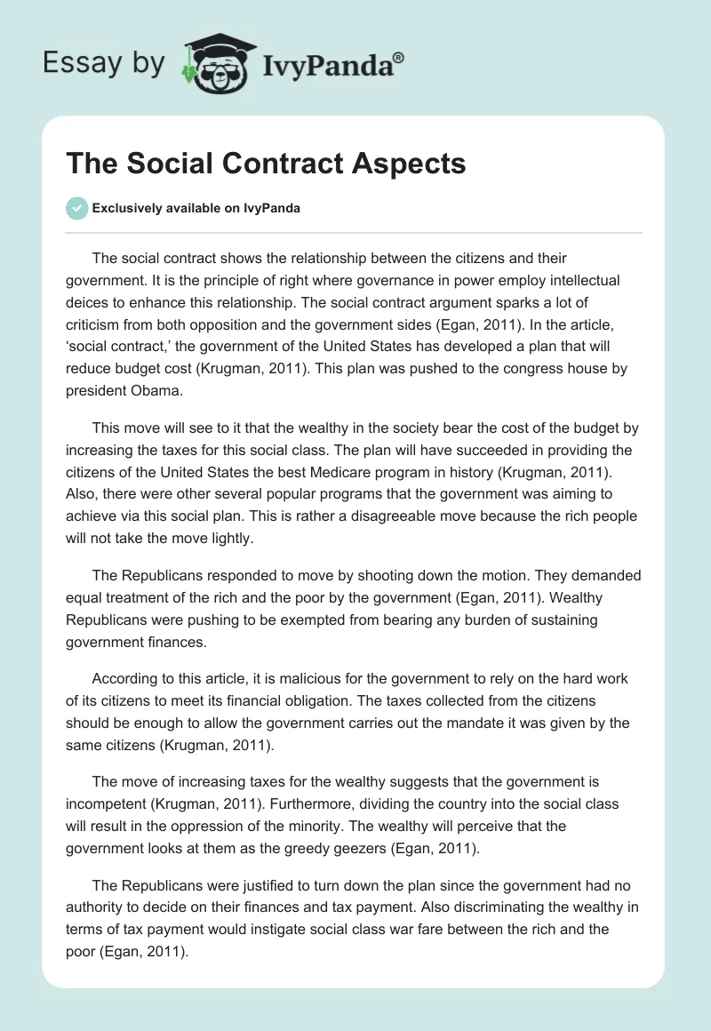 The Social Contract Aspects. Page 1
