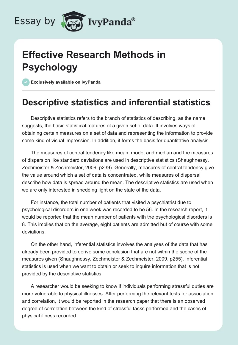 Effective Research Methods in Psychology. Page 1