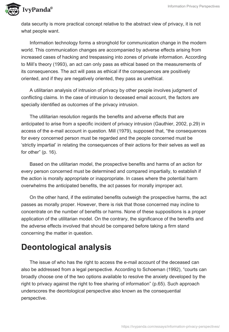 Information Privacy Perspectives. Page 2