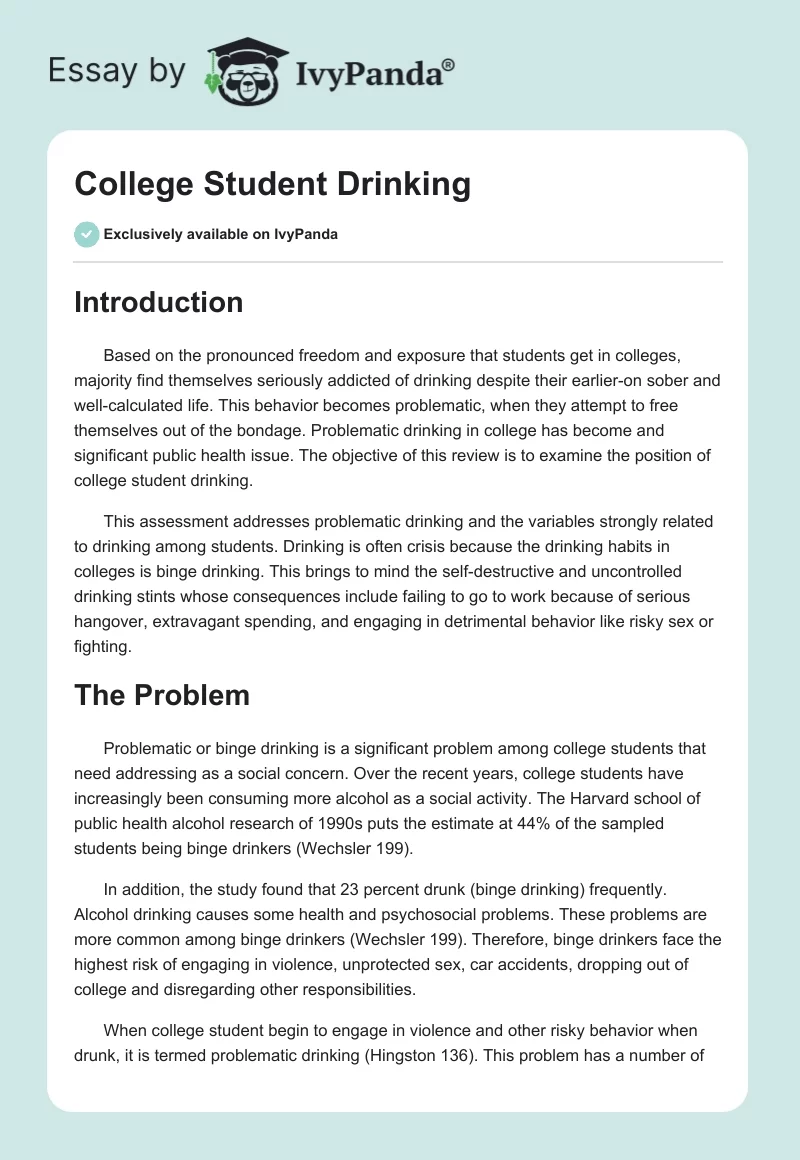 College Student Drinking. Page 1
