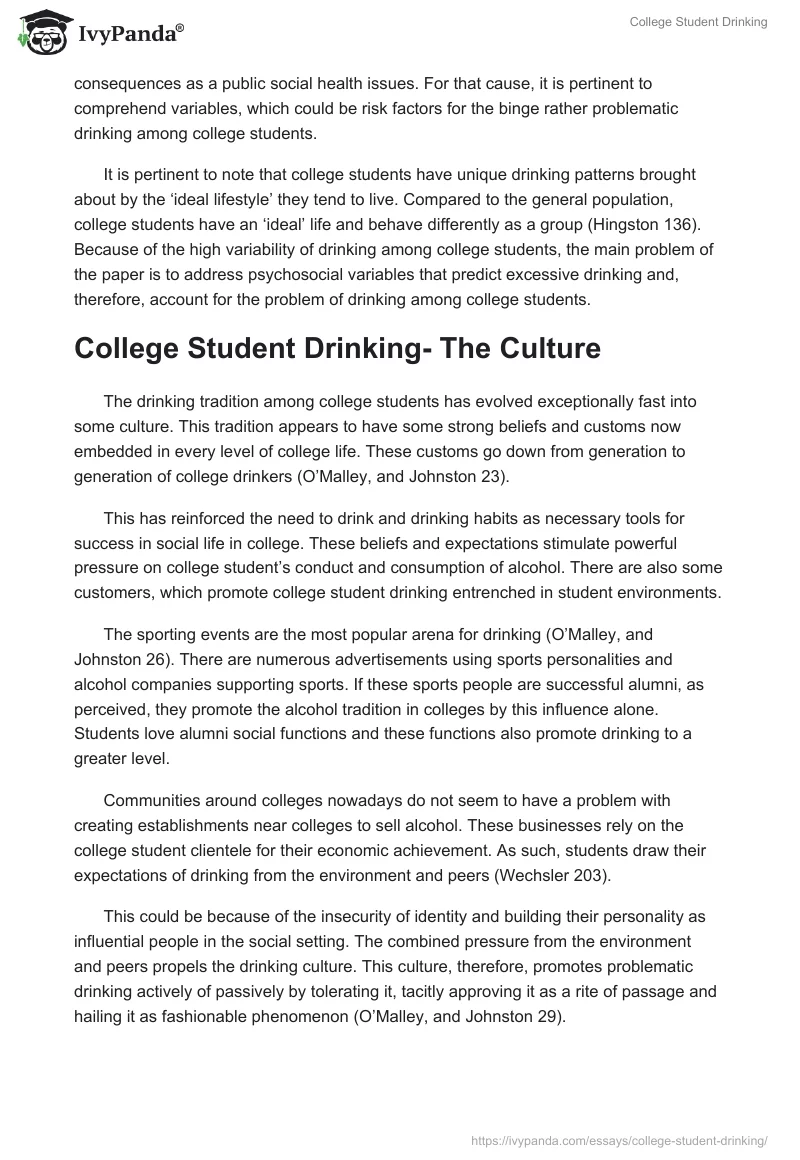 College Student Drinking. Page 2