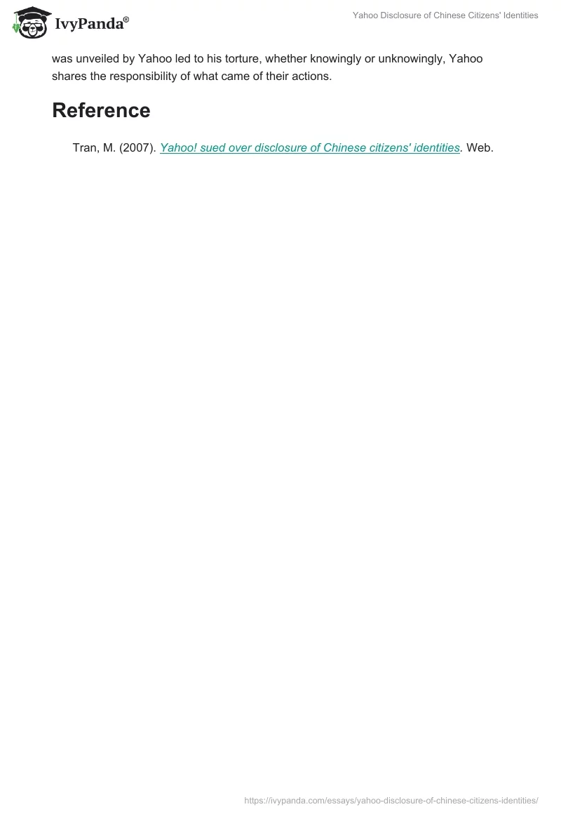 Yahoo Disclosure of Chinese Citizens' Identities. Page 3