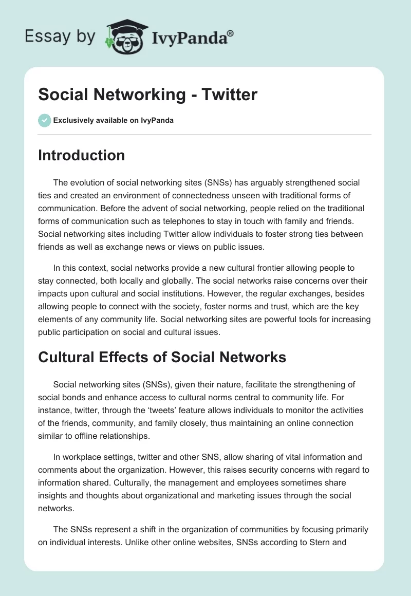 Social Networking - Twitter. Page 1
